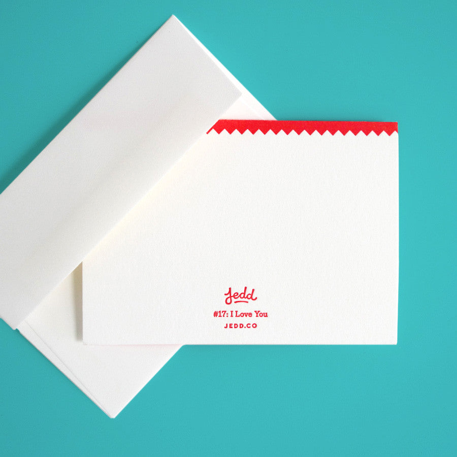 Detail image of the greeting card with Jedd branding